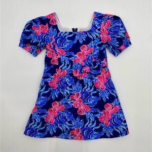 Lilly Pulitzer Navy Pink Puff Sleeve Dress size 4